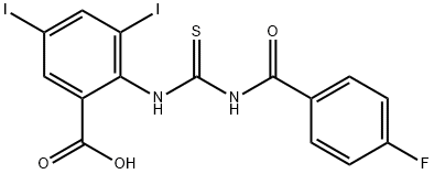 2-[[[(4-FLUOROBENZOYL)AMINO]THIOXOMETHYL]AMINO]-3,5-DIIODO-BENZOIC ACID 结构式