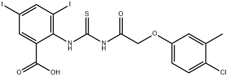 2-[[[[(4-CHLORO-3-METHYLPHENOXY)ACETYL]AMINO]THIOXOMETHYL]AMINO]-3,5-DIIODO-BENZOIC ACID Struktur