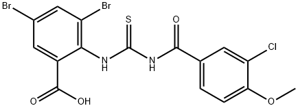 3,5-DIBROMO-2-[[[(3-CHLORO-4-METHOXYBENZOYL)AMINO]THIOXOMETHYL]AMINO]-벤조산