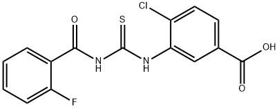 4-CHLORO-3-[[[(2-FLUOROBENZOYL)AMINO]THIOXOMETHYL]AMINO]-BENZOIC ACID 化学構造式