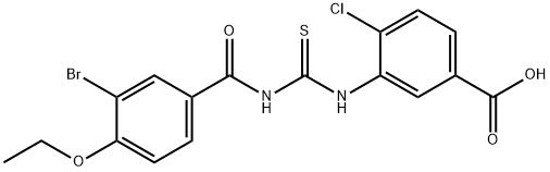 3-[[[(3-BROMO-4-ETHOXYBENZOYL)AMINO]THIOXOMETHYL]AMINO]-4-CHLORO-BENZOIC ACID Structure