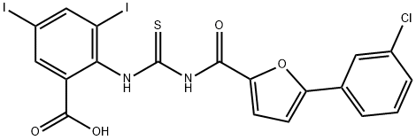2-[[[[[5-(3-CHLOROPHENYL)-2-FURANYL]CARBONYL]AMINO]THIOXOMETHYL]AMINO]-3,5-DIIODO-BENZOIC ACID Struktur