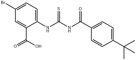 5-BROMO-2-[[[[4-(1,1-DIMETHYLETHYL)BENZOYL]AMINO]THIOXOMETHYL]AMINO]-BENZOIC ACID Struktur