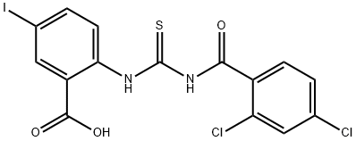 2-[[[(2,4-DICHLOROBENZOYL)AMINO]THIOXOMETHYL]AMINO]-5-IODO-BENZOIC ACID 结构式