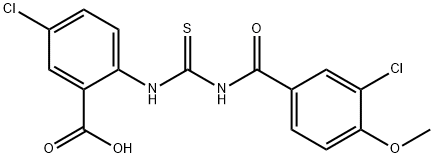 5-CHLORO-2-[[[(3-CHLORO-4-METHOXYBENZOYL)AMINO]THIOXOMETHYL]AMINO]-BENZOIC ACID 结构式