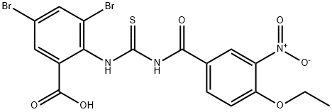 3,5-DIBROMO-2-[[[(4-ETHOXY-3-NITROBENZOYL)AMINO]THIOXOMETHYL]AMINO]-BENZOIC ACID 化学構造式