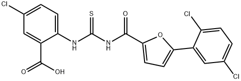 5-CHLORO-2-[[[[[5-(2,5-DICHLOROPHENYL)-2-FURANYL]CARBONYL]AMINO]THIOXOMETHYL]AMINO]-BENZOIC ACID 结构式