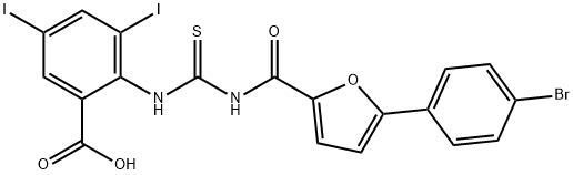 2-[[[[[5-(4-BROMOPHENYL)-2-FURANYL]CARBONYL]AMINO]THIOXOMETHYL]AMINO]-3,5-DIIODO-BENZOIC ACID Struktur