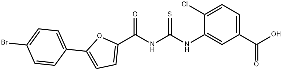 3-[[[[[5-(4-BROMOPHENYL)-2-FURANYL]CARBONYL]AMINO]THIOXOMETHYL]AMINO]-4-CHLORO-BENZOIC ACID Structure