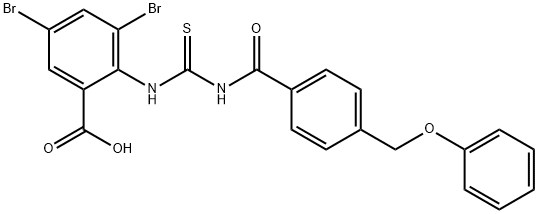 3,5-DIBROMO-2-[[[[4-(PHENOXYMETHYL)BENZOYL]AMINO]THIOXOMETHYL]AMINO]-BENZOIC ACID Struktur