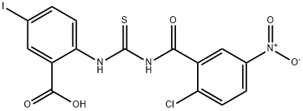 2-[[[(2-CHLORO-5-NITROBENZOYL)AMINO]THIOXOMETHYL]AMINO]-5-IODO-BENZOIC ACID 结构式