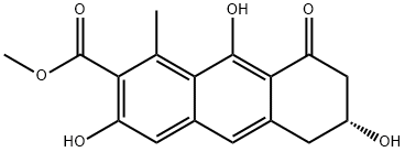 (-)-5,6,7,8-Tetrahydro-3,6,9-trihydroxy-1-methyl-8-oxo-2-anthracenecarboxylic acid methyl ester Structure
