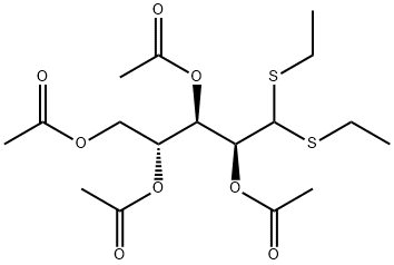 2-O,3-O,4-O,5-O-テトラアセチル-D-アラビノースジエチルジチオアセタール 化学構造式