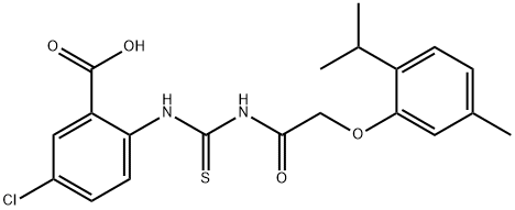 5-CHLORO-2-[[[[[5-METHYL-2-(1-METHYLETHYL)PHENOXY]ACETYL]AMINO]THIOXOMETHYL]AMINO]-BENZOIC ACID 结构式