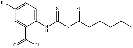 5-BROMO-2-[[[(1-OXOHEXYL)AMINO]THIOXOMETHYL]AMINO]-BENZOIC ACID Structure