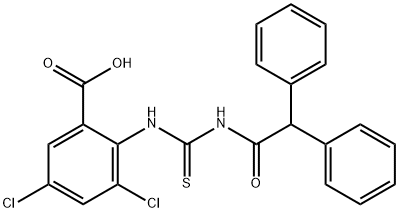 3,5-DICHLORO-2-[[[(DIPHENYLACETYL)AMINO]THIOXOMETHYL]AMINO]-BENZOIC ACID Structure