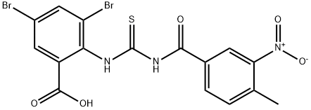 3,5-DIBROMO-2-[[[(4-METHYL-3-NITROBENZOYL)AMINO]THIOXOMETHYL]AMINO]-BENZOIC ACID Struktur