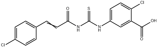 2-CHLORO-5-[[[[3-(4-CHLOROPHENYL)-1-OXO-2-PROPENYL]AMINO]THIOXOMETHYL]AMINO]-BENZOIC ACID 结构式