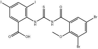 2-[[[(3,5-DIBROMO-2-METHOXYBENZOYL)AMINO]THIOXOMETHYL]AMINO]-3,5-DIIODO-BENZOIC ACID 化学構造式