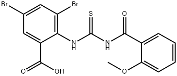 3,5-DIBROMO-2-[[[(2-METHOXYBENZOYL)AMINO]THIOXOMETHYL]AMINO]-BENZOIC ACID Struktur