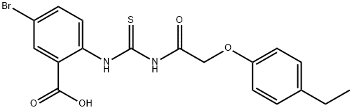 5-BROMO-2-[[[[(4-ETHYLPHENOXY)ACETYL]AMINO]THIOXOMETHYL]AMINO]-BENZOIC ACID Structure