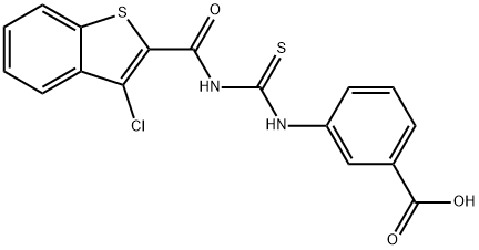 3-[[[[(3-CHLOROBENZO[B]THIEN-2-YL)CARBONYL]AMINO]THIOXOMETHYL]AMINO]-BENZOIC ACID Struktur