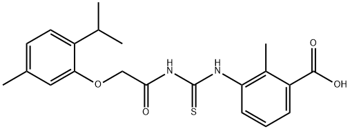 2-METHYL-3-[[[[[5-METHYL-2-(1-METHYLETHYL)PHENOXY]ACETYL]AMINO]THIOXOMETHYL]AMINO]-BENZOIC ACID Structure