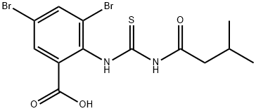 3,5-DIBROMO-2-[[[(3-METHYL-1-OXOBUTYL)AMINO]THIOXOMETHYL]AMINO]-BENZOIC ACID Structure