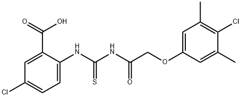 5-CHLORO-2-[[[[(4-CHLORO-3,5-DIMETHYLPHENOXY)ACETYL]AMINO]THIOXOMETHYL]AMINO]-BENZOIC ACID Struktur