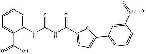 2-[[[[[5-(3-NITROPHENYL)-2-FURANYL]CARBONYL]AMINO]THIOXOMETHYL]AMINO]-BENZOIC ACID 结构式