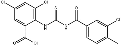 3,5-DICHLORO-2-[[[(3-CHLORO-4-METHYLBENZOYL)AMINO]THIOXOMETHYL]AMINO]-BENZOIC ACID 化学構造式