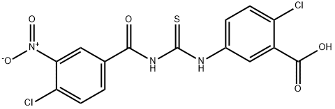 2-CHLORO-5-[[[(4-CHLORO-3-NITROBENZOYL)AMINO]THIOXOMETHYL]AMINO]-BENZOIC ACID Struktur