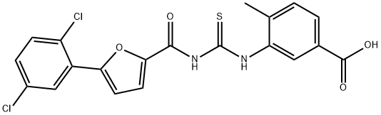 3-[[[[[5-(2,5-DICHLOROPHENYL)-2-FURANYL]CARBONYL]AMINO]THIOXOMETHYL]AMINO]-4-METHYL-BENZOIC ACID Structure