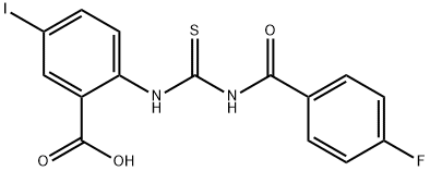 2-[[[(4-FLUOROBENZOYL)AMINO]THIOXOMETHYL]AMINO]-5-IODO-BENZOIC ACID Structure