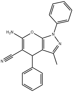 6-AMINO-3-METHYL-1,4-DIPHENYL-1,4-DIHYDRO-PYRANO[2,3-C]PYRAZOLE-5-CARBONITRILE, 53316-57-7, 结构式