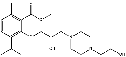 3-[2-Hydroxy-3-[4-(2-hydroxyethyl)-1-piperazinyl]propoxy]-p-cymene-2-carboxylic acid methyl ester Struktur