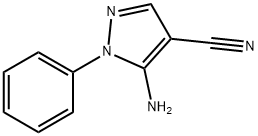 5-アミノ-4-シアノ-1-フェニル-1H-ピラゾール 化学構造式