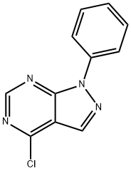 4-クロロ-1-フェニル-1H-ピラゾロ[3,4-d]ピリミジン 化学構造式