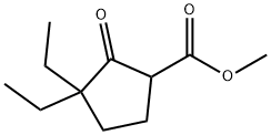 Cyclopentanecarboxylic acid, 3,3-diethyl-2-oxo-, methyl ester (9CI) Struktur