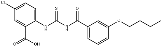 2-[[[(3-BUTOXYBENZOYL)AMINO]THIOXOMETHYL]AMINO]-5-CHLORO-BENZOIC ACID Structure