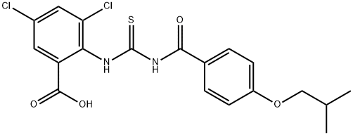 3,5-DICHLORO-2-[[[[4-(2-METHYLPROPOXY)BENZOYL]AMINO]THIOXOMETHYL]AMINO]-BENZOIC ACID Struktur