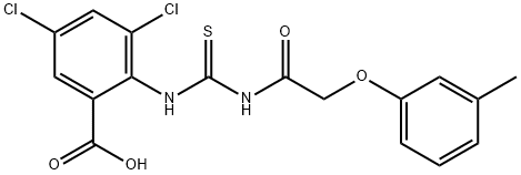 3,5-DICHLORO-2-[[[[(3-METHYLPHENOXY)ACETYL]AMINO]THIOXOMETHYL]AMINO]-BENZOIC ACID Struktur