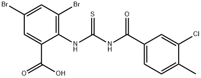 3,5-DIBROMO-2-[[[(3-CHLORO-4-METHYLBENZOYL)AMINO]THIOXOMETHYL]AMINO]-BENZOIC ACID Structure