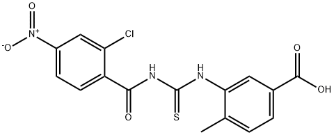 3-[[[(2-CHLORO-4-NITROBENZOYL)AMINO]THIOXOMETHYL]AMINO]-4-METHYL-BENZOIC ACID 化学構造式