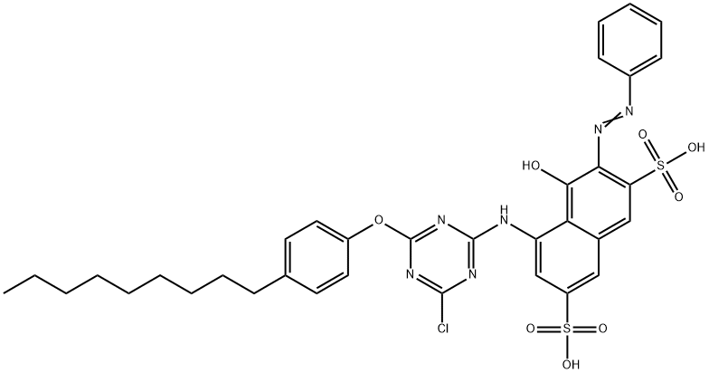 5-[[4-chloro-6-(4-nonylphenoxy)-1,3,5-triazin-2-yl]amino]-4-hydroxy-3-(phenylazo)naphthalene-2,7-disulphonic acid Structure