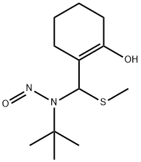 1-Cyclohexen-1-ol, 2-(((1,1-dimethylethyl)nitrosoamino)(methylthio)met hyl)- Struktur