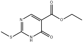 4-ヒドロキシ-2-メチルチオ-5-ピリミジンカルボン酸エチル 化学構造式