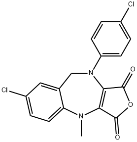7-CHLORO-10-(4-CHLORO-PHENYL)-4-METHYL-9,10-DIHYDRO-4H-2-OXA-4,10-DIAZA-BENZO[F]AZULENE-1,3-DIONE Struktur