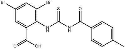 3,5-DIBROMO-2-[[[(4-METHYLBENZOYL)AMINO]THIOXOMETHYL]AMINO]-BENZOIC ACID Structure
