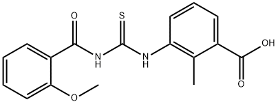 3-[[[(2-METHOXYBENZOYL)AMINO]THIOXOMETHYL]AMINO]-2-METHYL-BENZOIC ACID 化学構造式